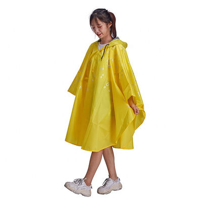 注文の黄色いレインコート再使用可能なポリエステル防水雨ポンチョ